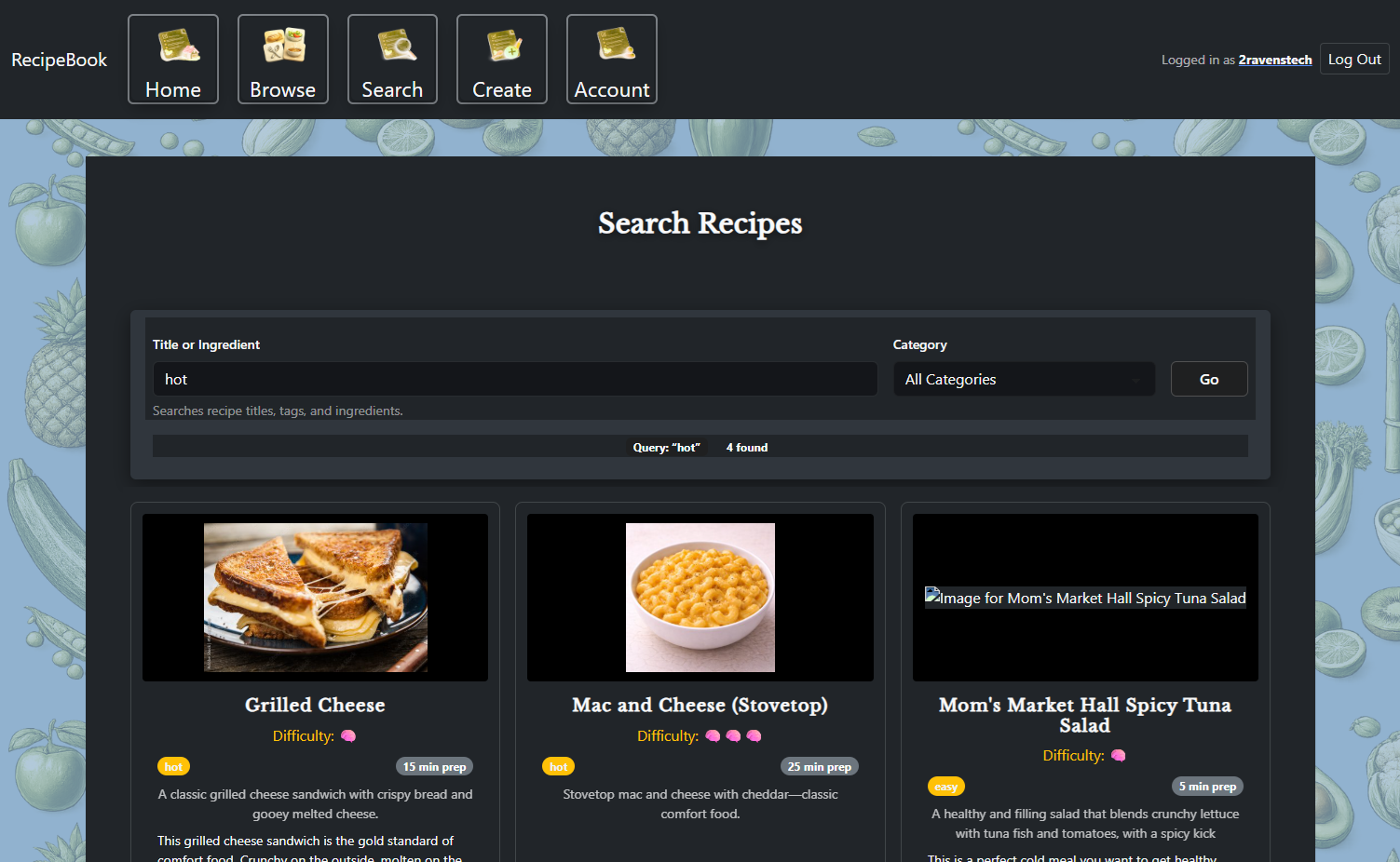 Recipebook screenshot
