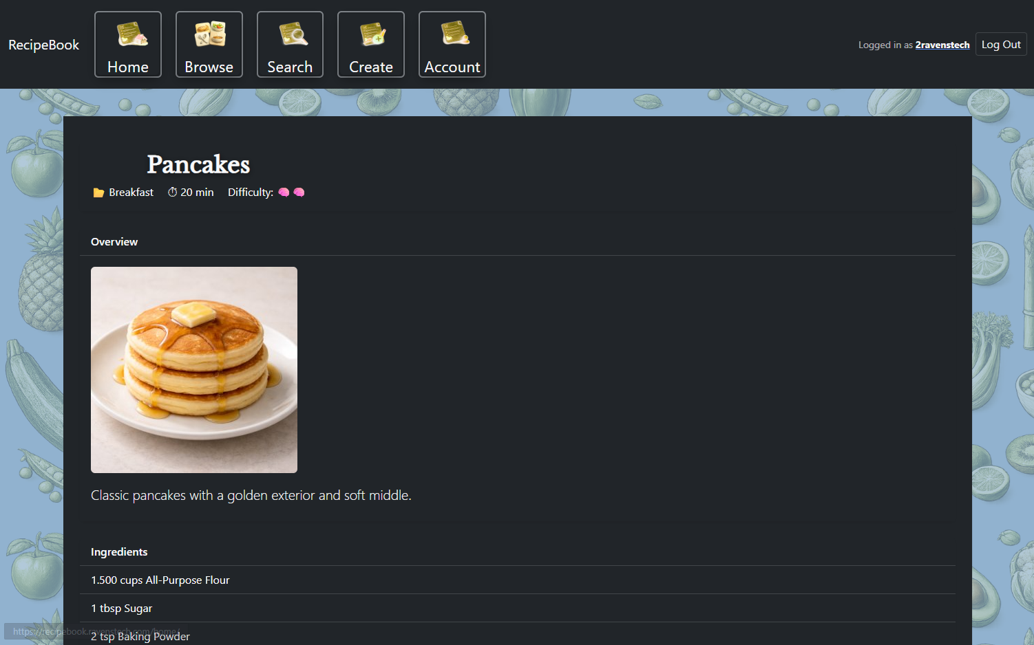 Recipebook screenshot